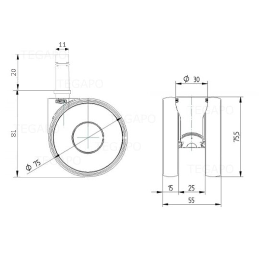 PAPU HIGH wiel 75mm stift 11mm-3