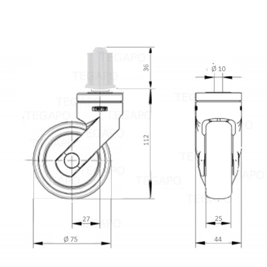 SYTP zwart afdekkap wiel 75mm plug vierkant 17mm-2