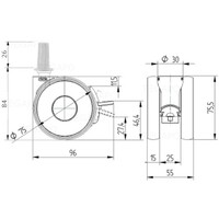 thumb-PAPU HIGH wiel 75mm plug rond staal 13mm met rem-3