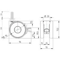 thumb-PAPU HIGH wiel 75mm plug rond kunststof 13mm met rem-3