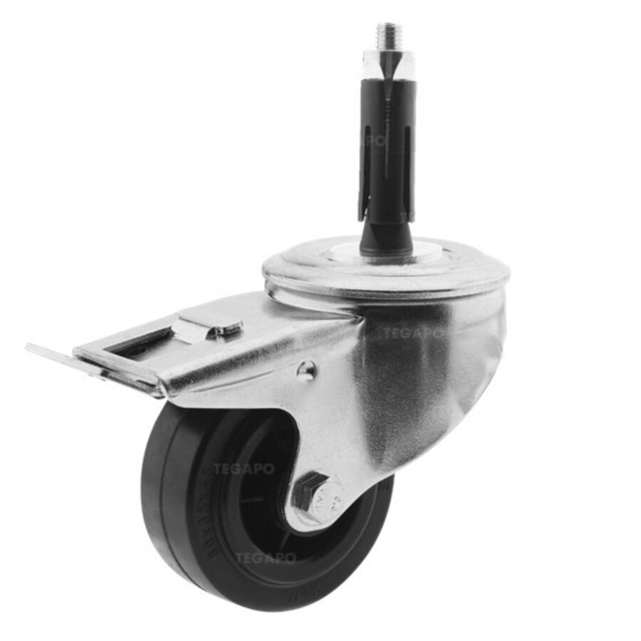 Zwenkwiel rubber 80 3KO ronde buis 19-21,5mm met rem-1