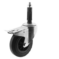 Zwenkwiel rubber 160 3KO ronde buis 21,5-24mm met rem