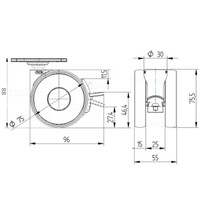 thumb-PAPU HIGH wiel 75mm plaat 38x38mm met rem-3