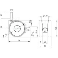 thumb-PAPU HIGH wiel 75mm bout M8x15 met rem-3