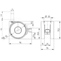 thumb-PAPU HIGH wiel 75mm stift 9mm met rem-3