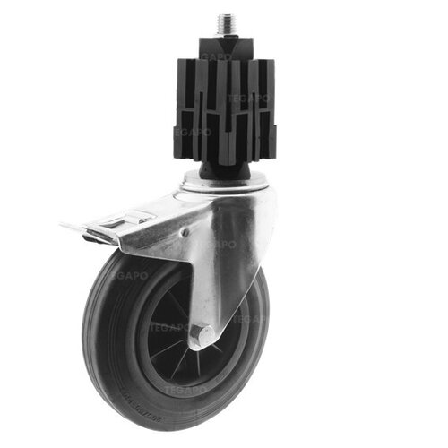 Zwenkwiel rubber 200 3KO vierkante koker 36-40mm met rem 