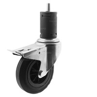 Zwenkwiel rubber 160 3KO ronde buis 40-45mm met rem