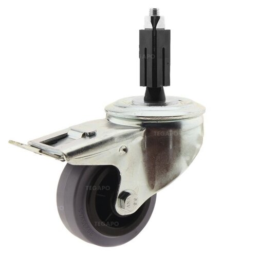 Zwenkwiel rubber 80 indoor vierkante koker 21,5-24mm met rem 