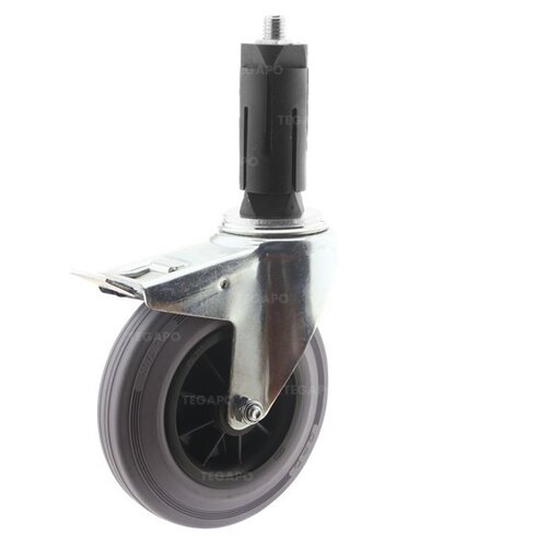 Zwenkwiel rubber 160 indoor ronde buis 31-35mm met rem 