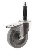 Zwenkwiel elastisch rubber 160 3KO ronde buis 21,5-24mm met rem