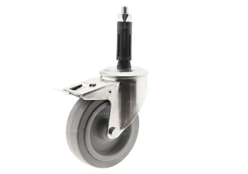 Zwenkwiel elastisch rubber 125 3KO ronde buis 24-27mm met rem 