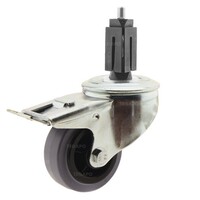 Zwenkwiel rubber 80 indoor vierkante koker 32-35mm met rem