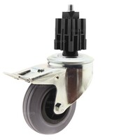 Zwenkwiel rubber 100 indoor vierkante koker 36-40mm met rem