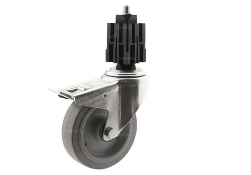 Zwenkwiel elastisch rubber 160 3KO vierkante koker 36-40mm met rem 