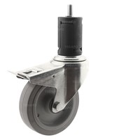 Zwenkwiel elastisch rubber 160 3KO ronde buis 36-39mm met rem