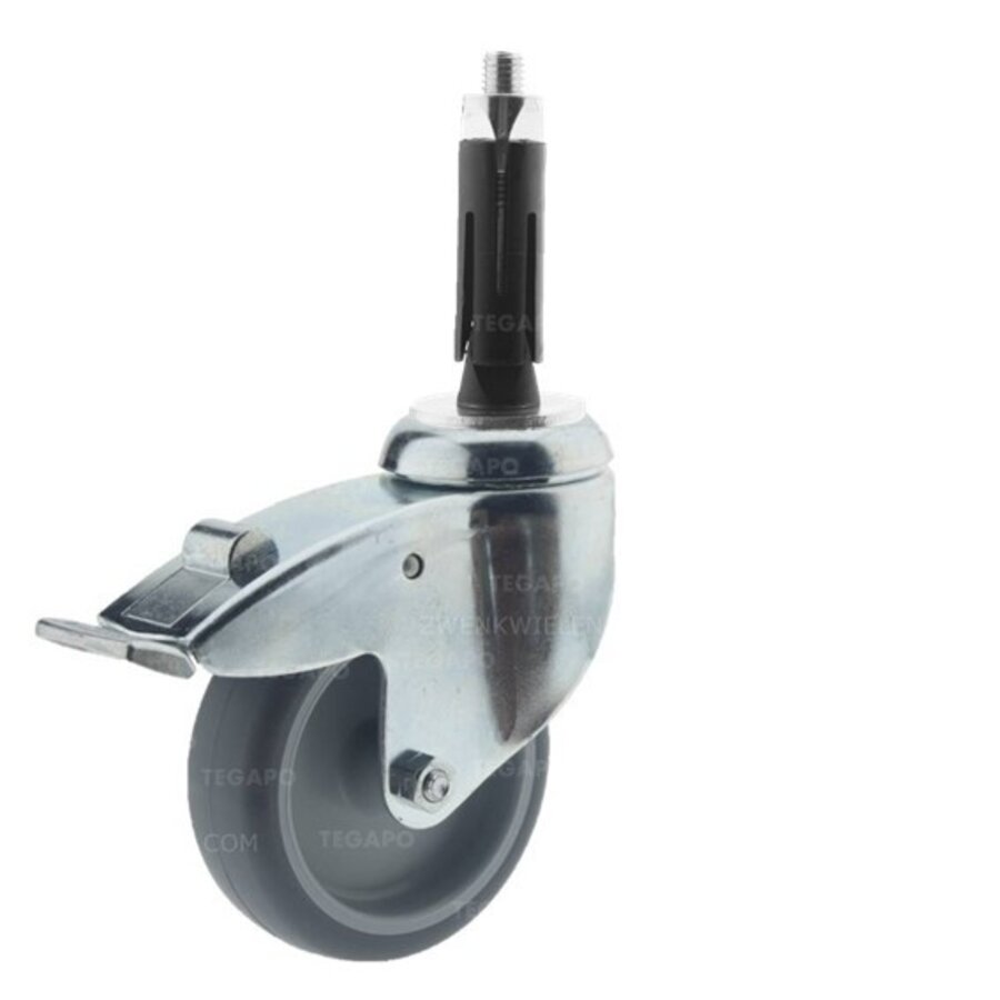 Zwenkwiel 100 verzinkt 2TP ronde buis 21,5-24mm met rem-1