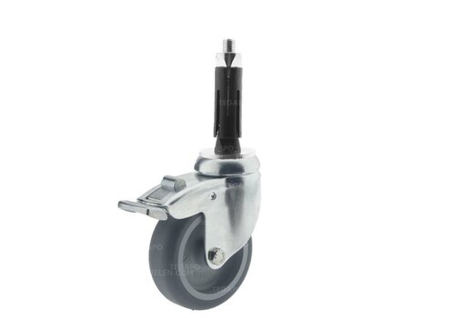 Zwenkwiel 75 verzinkt 2TP ronde buis 24-27mm met rem 