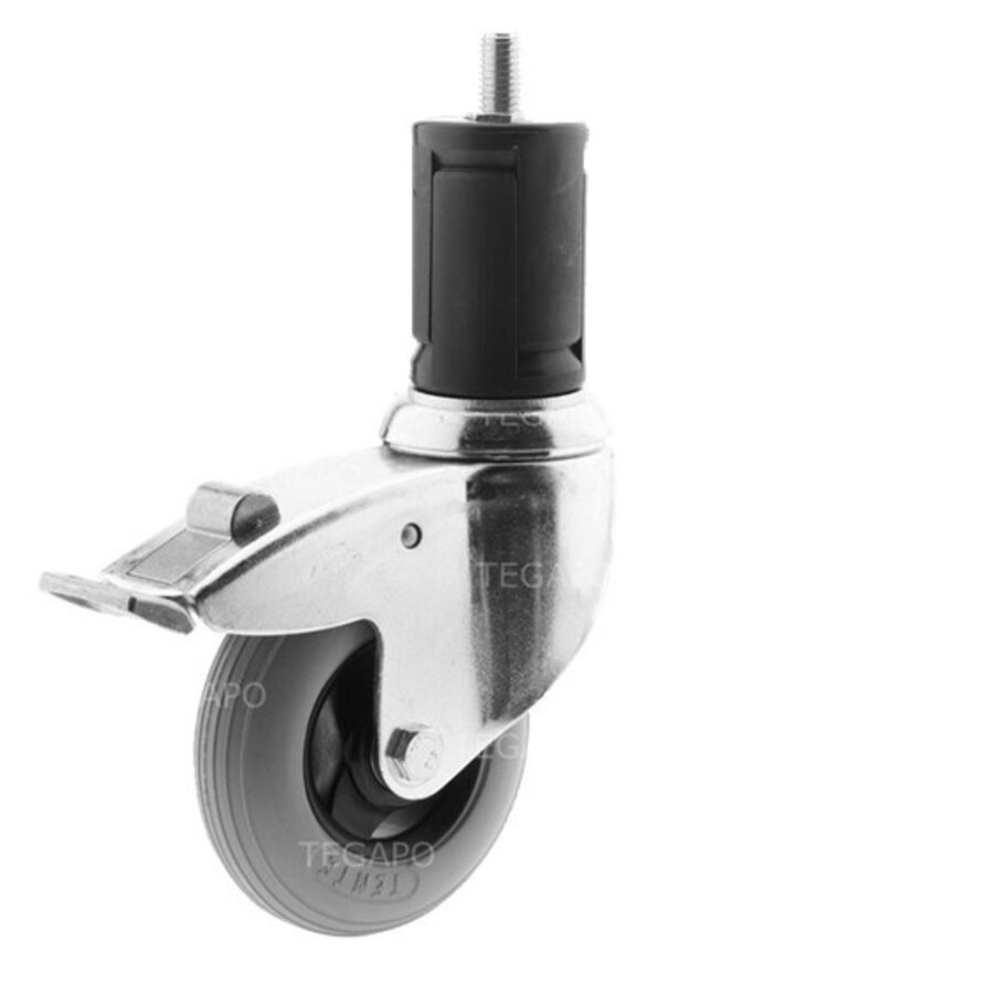 Zwenkwiel unilast rubber 100 3KS ronde buis 40-45mm met rem-1