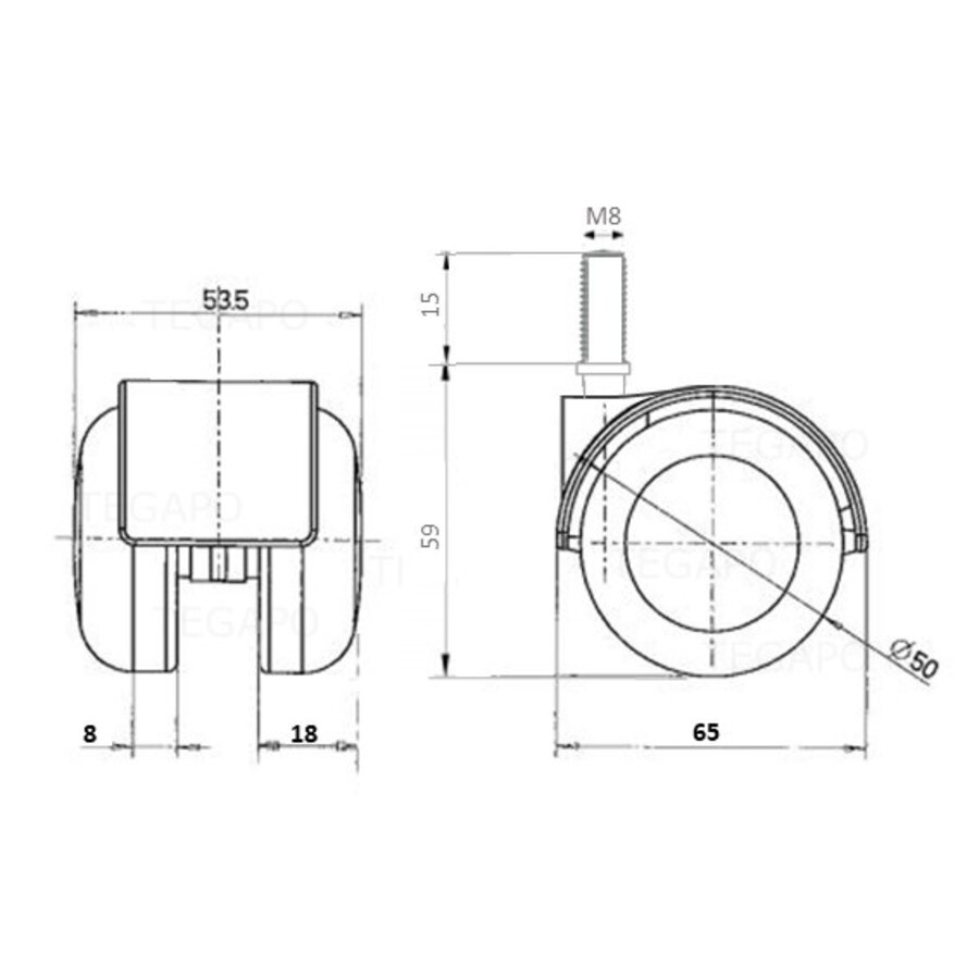 PP luxe wiel chrome metaal bout M8x15-2