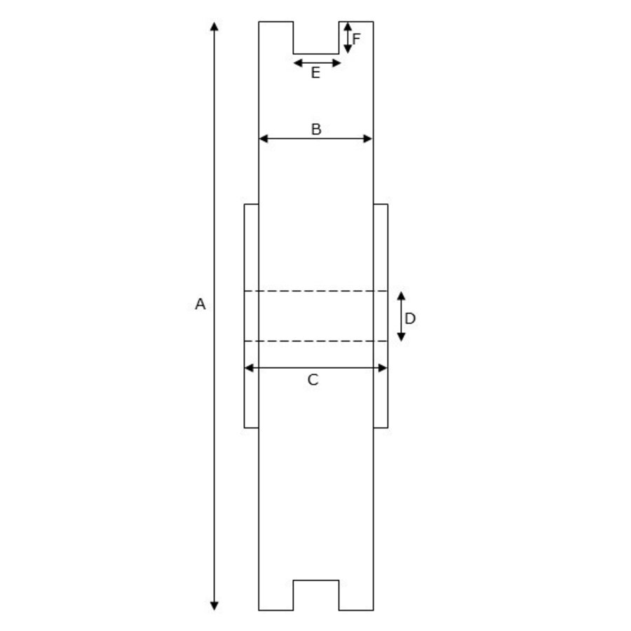 Groefwiel 50mm naaflengte 20mm vierkante groef-2