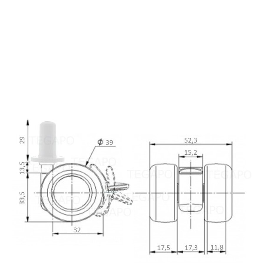PATPLOW wiel 39mm plug 13mm met rem-2