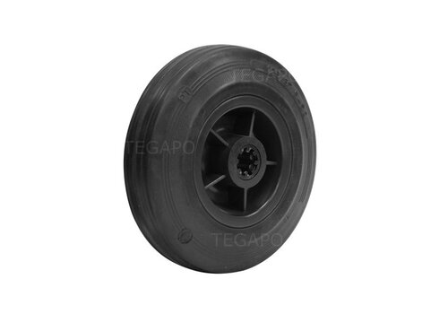 Rubber wiel 125mm 3KO rollager asgat 12mm 