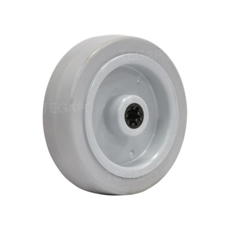 Elastisch rubber wiel 125mm 3KO rollager asgat 12mm-1