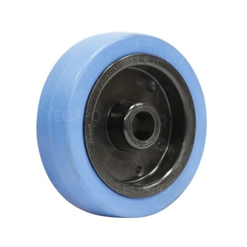 Elastisch rubber wiel blauw 125mm 3KO asgat 20mm 