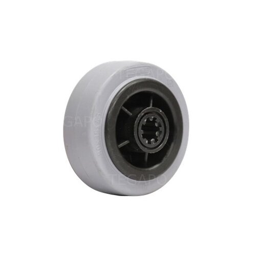 Rubber indoor wiel 80mm 3KO rollager asgat 12mm 