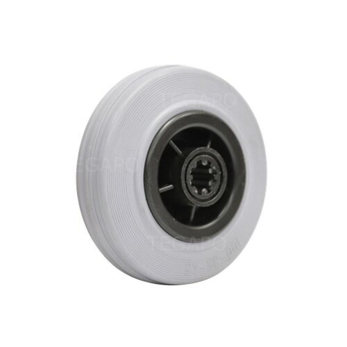 Rubber indoor wiel 100mm 3KO rollager asgat 12mm 