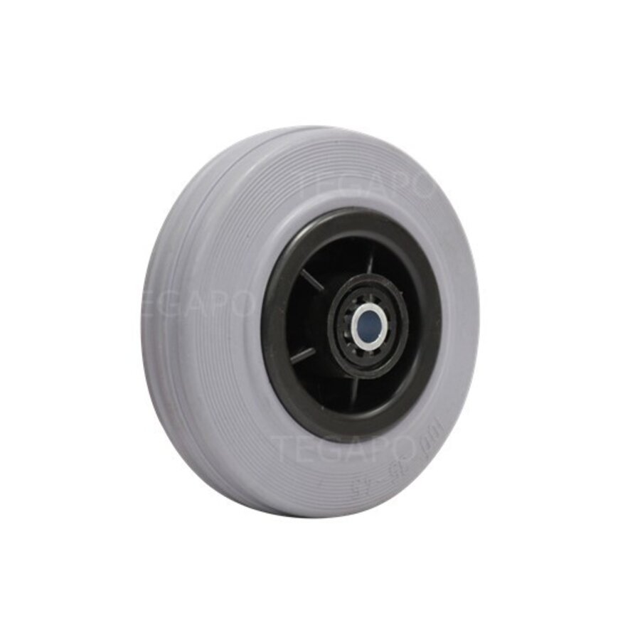Rubber indoor wiel 100mm 3KO rollager asgat 8mm-1