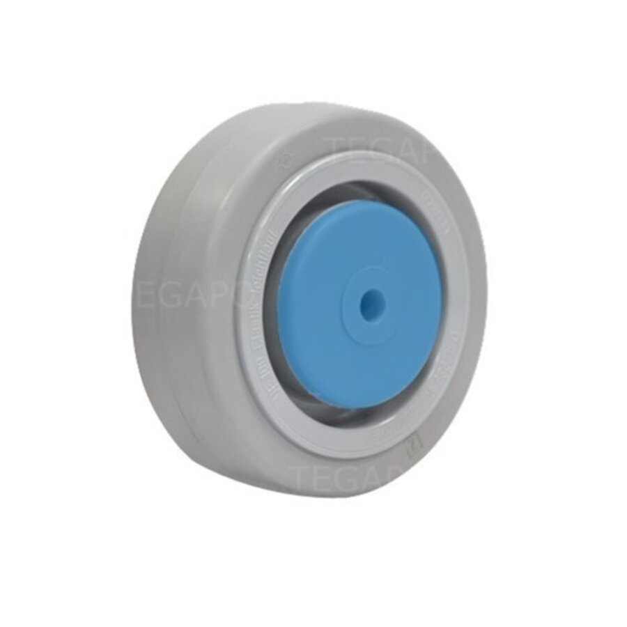 Elastisch rubber wiel 100mm 3KO RVS kogellager asgat 8mm-1
