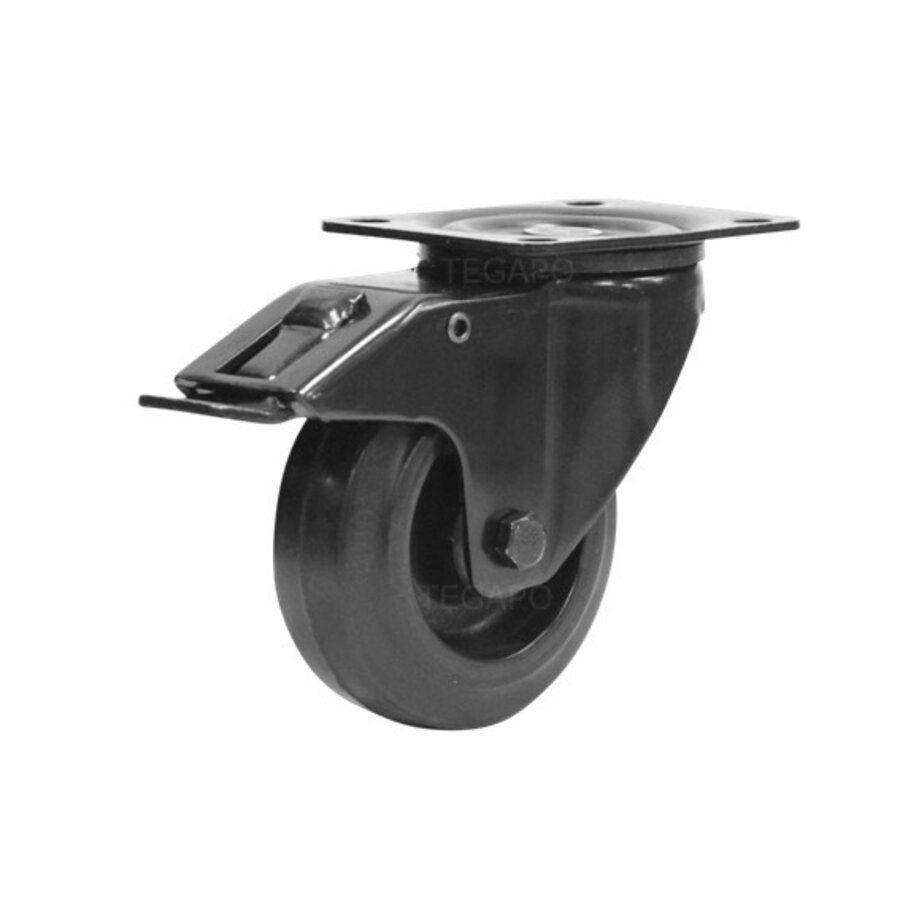 Zwenkwiel 100mm zwart Pro editie met rem-1