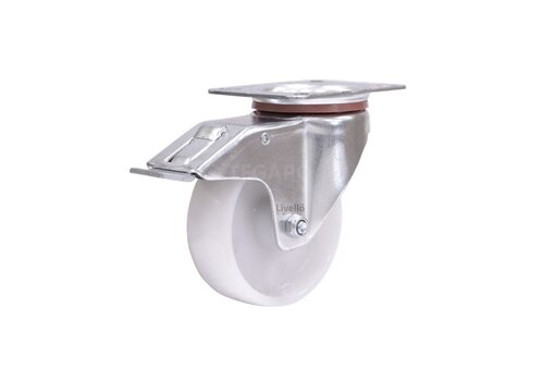 EdelRader zwenkwiel nylon 100mm 2NO plaat met rem 