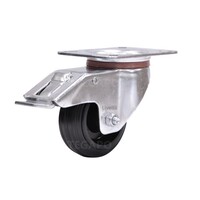 EdelRader zwenkwiel rubber 80mm 2KO plaat met rem