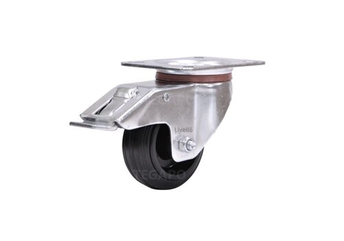 EdelRader zwenkwiel rubber 80mm 2KO plaat met rem 