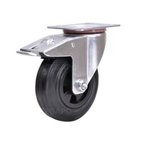 EdelRader zwenkwiel rubber 125mm 2KO plaat met rem