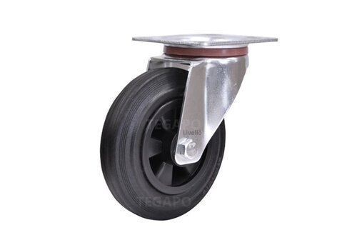 EdelRader zwenkwiel rubber 160mm 2KO plaat 