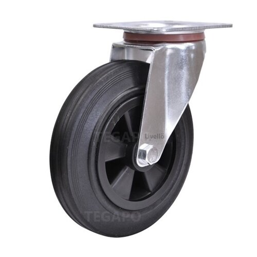 EdelRader zwenkwiel rubber 200mm 2KO plaat 