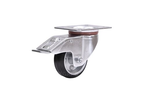 EdelRader zwenkwiel rubber 80mm 2SO plaat met rem 