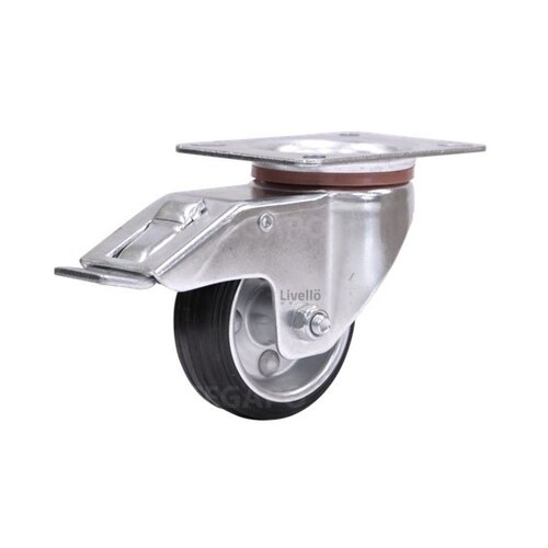 EdelRader zwenkwiel rubber 80mm 2SO plaat met rem 