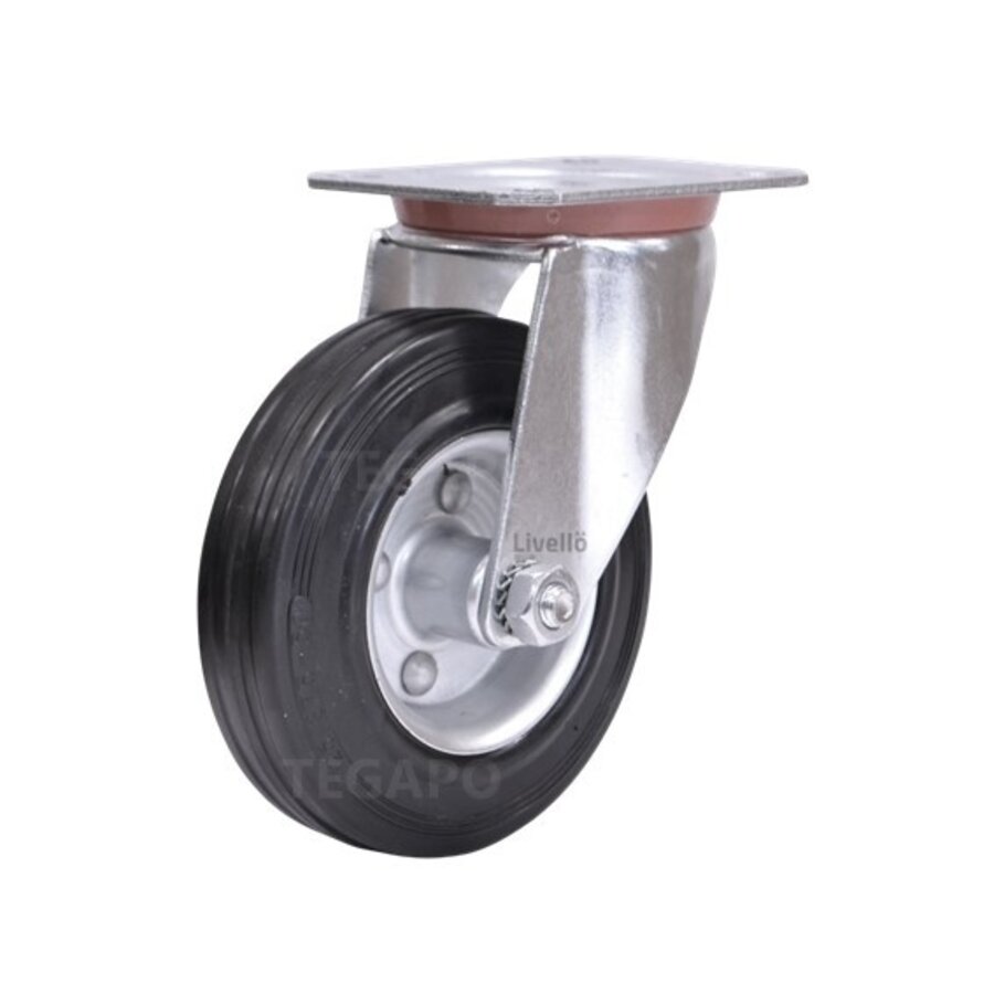 EdelRader zwenkwiel rubber 125mm 2SO plaat-1