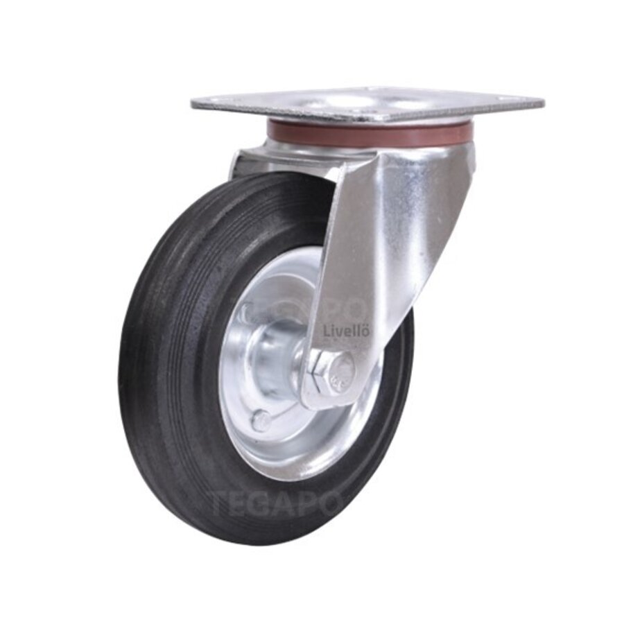 Livellö zwenkwiel rubber 160 2SO plaat-1