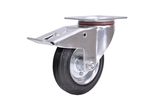 EdelRader zwenkwiel rubber 160mm 2SO plaat met rem 