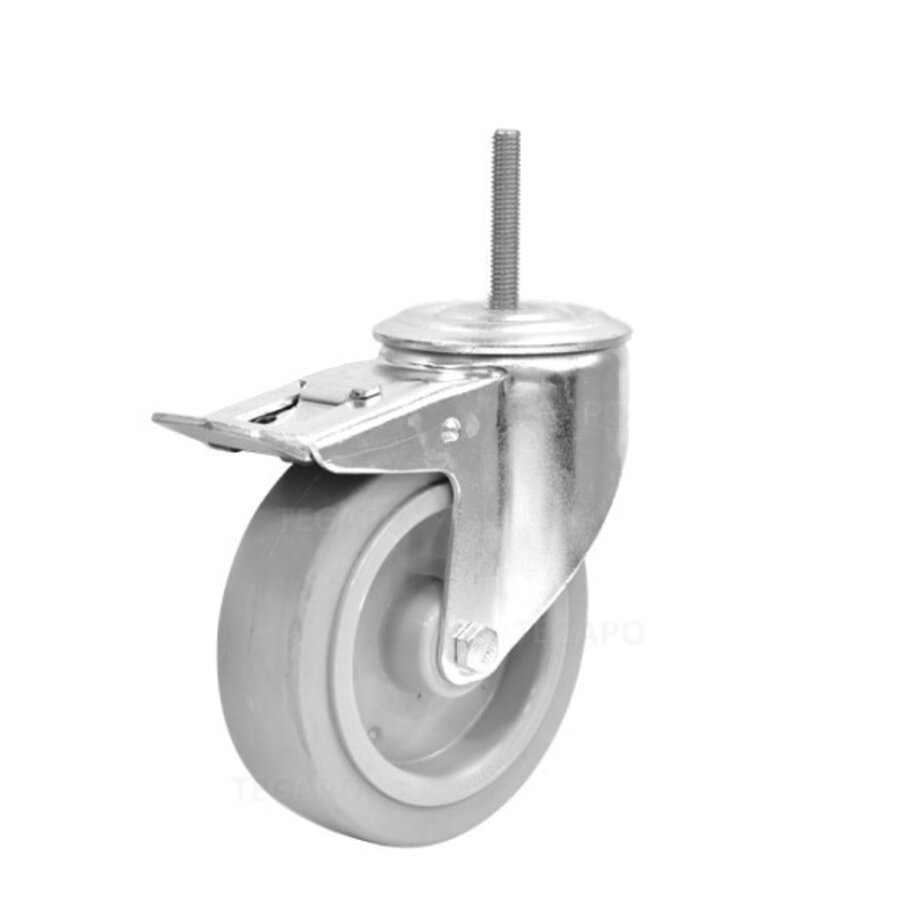 Zwenkwiel elastisch rubber 125 3KO M8x30mm met rem-1