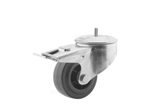 Zwenkwiel rubber 80 3KO M8x15mm met rem 