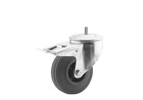 Zwenkwiel rubber 100 3KO M8x15mm met rem 