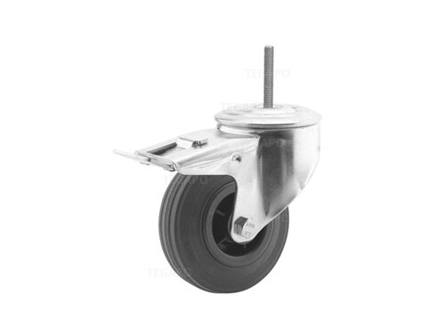 Zwenkwiel rubber 100 3KO M8x30mm met rem 