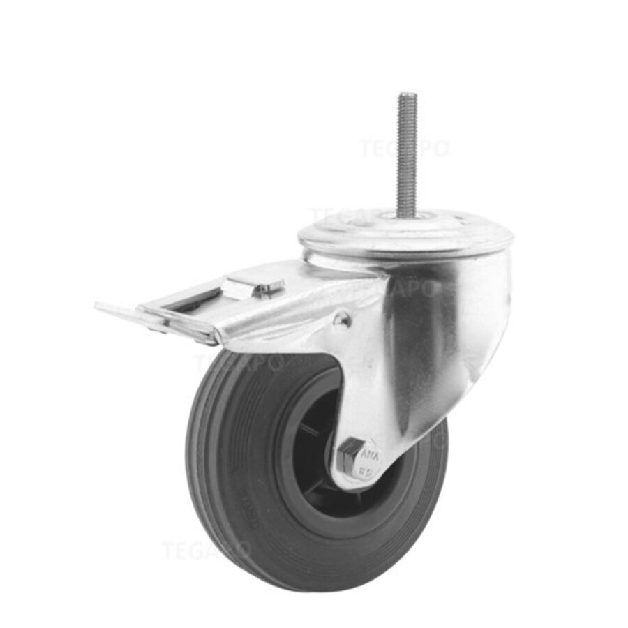 Zwenkwiel rubber 100 3KO M8x30mm met rem-1