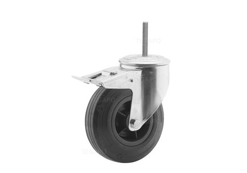 Zwenkwiel rubber 125 3KO M8x30mm met rem 